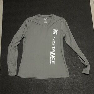 Gray Long Sleeve Tee with White Print